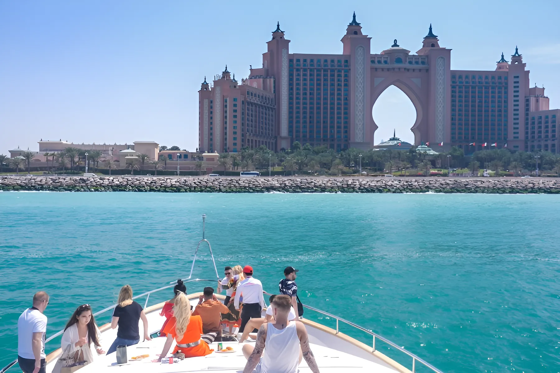 Atlantis The Palm from the bow — Dubai Marina yacht cruise