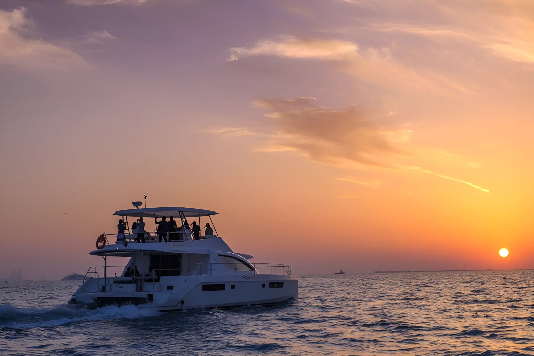 Sunset sailing off Dubai — yacht cruise
